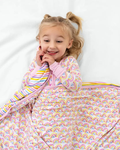 Pastel Rainbows & Sunrise Stripes Large Cloud Blanket®