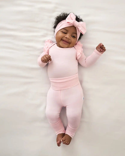 Prima Pink Ribbed Luxe Bow Headband
