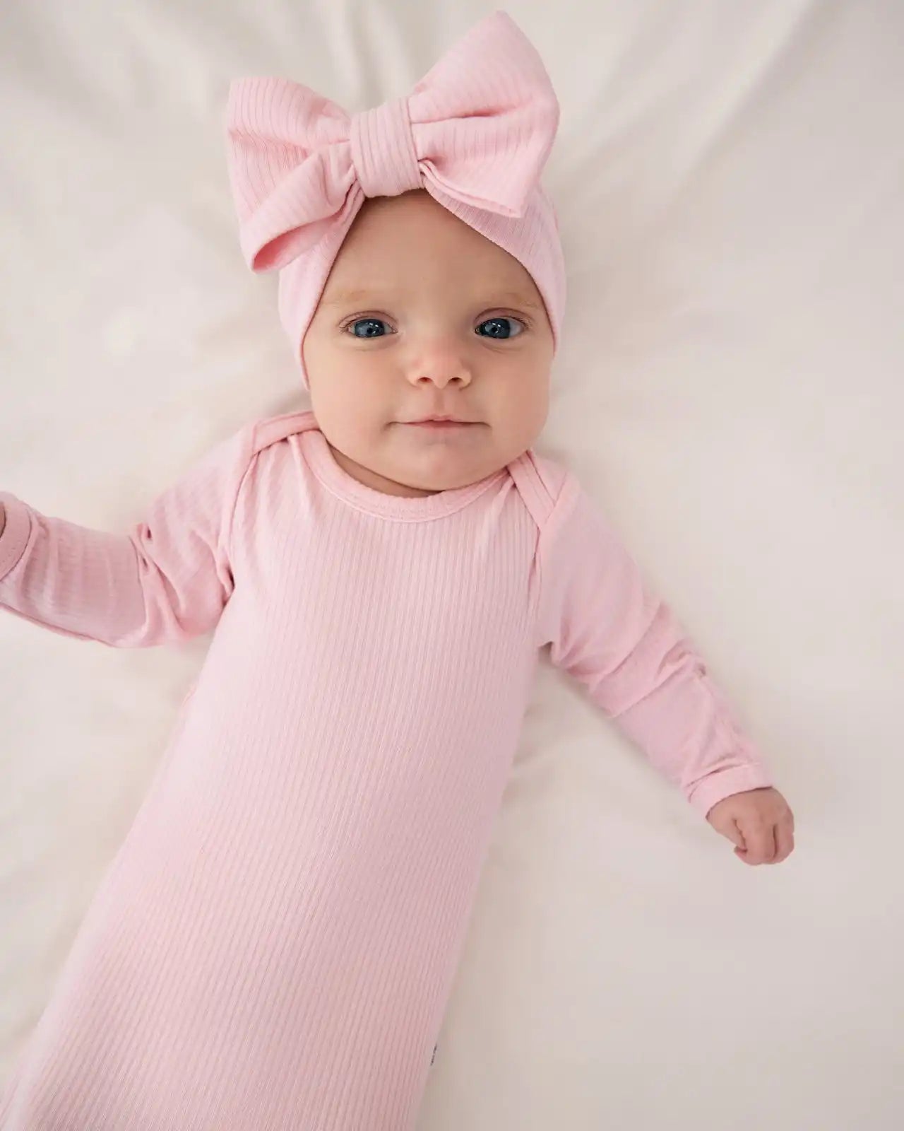 Prima Pink Ribbed Luxe Bow Headband