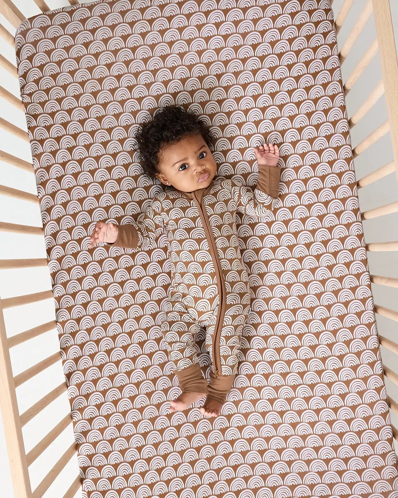 Rust Rainbows Fitted Crib Sheet