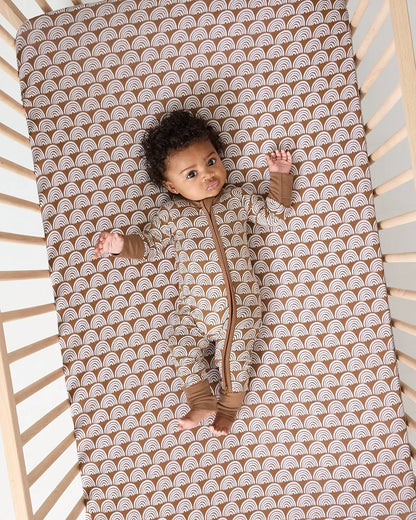 Rust Rainbows Fitted Crib Sheet