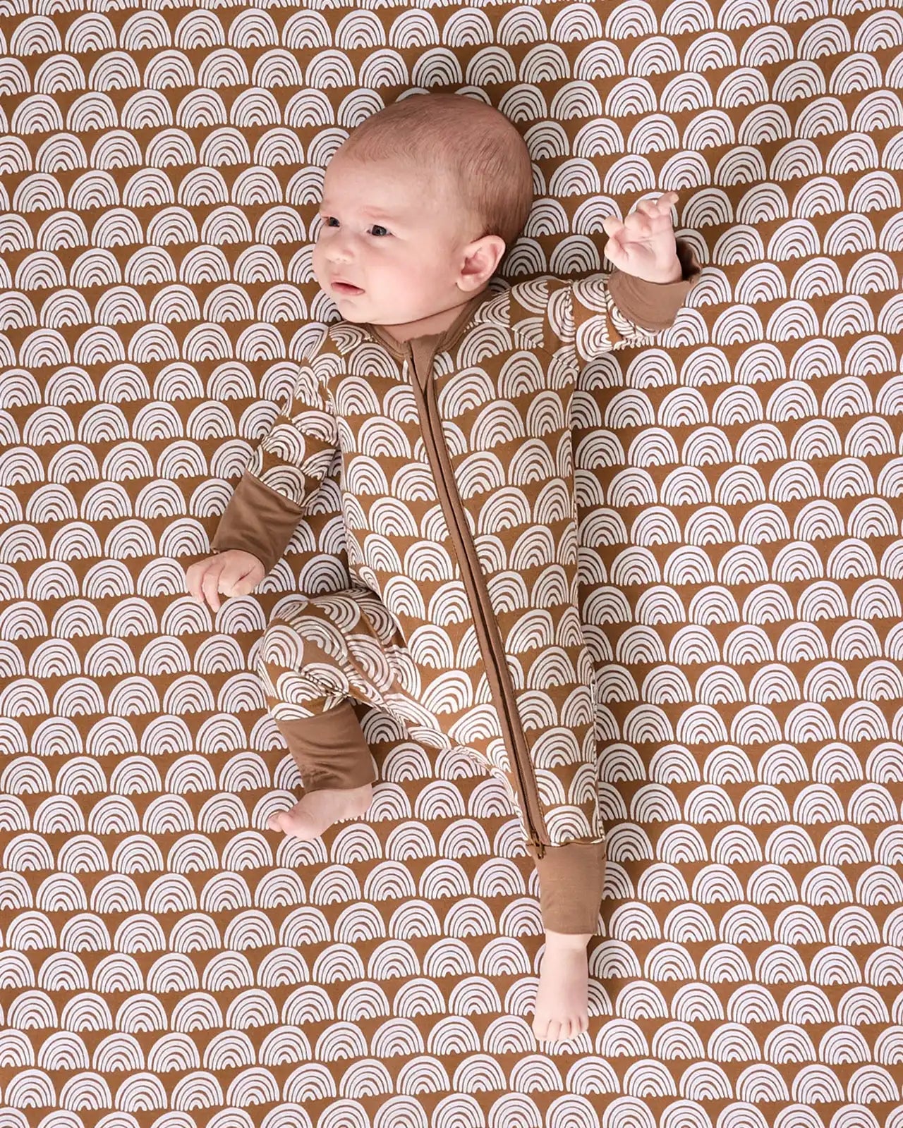 Rust Rainbows Fitted Crib Sheet