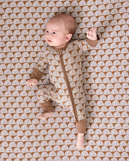Rust Rainbows Fitted Crib Sheet