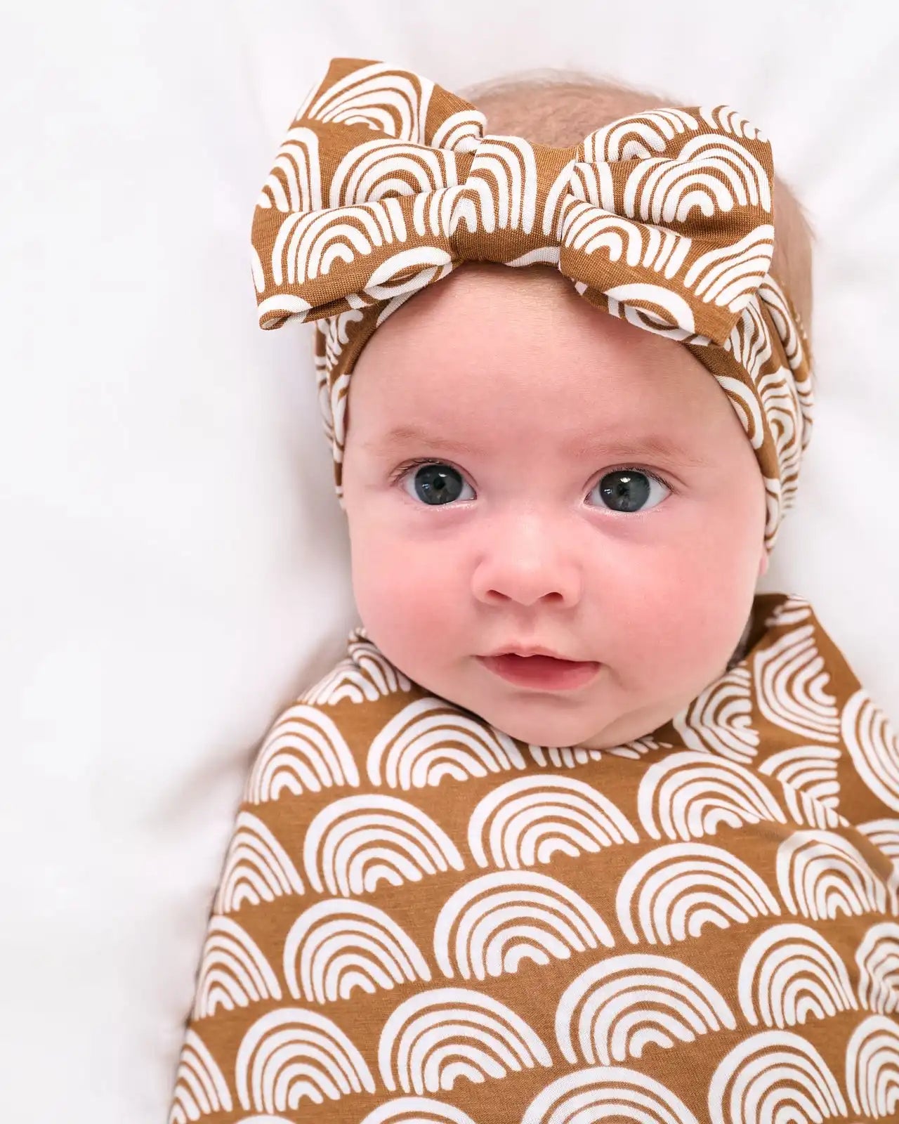 Rust Rainbows Swaddle & Luxe Bow Headband Set