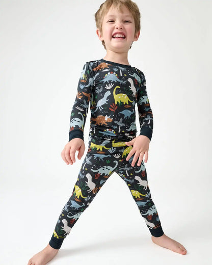 Navy Jurassic Jungle Two-Piece Pajama Set