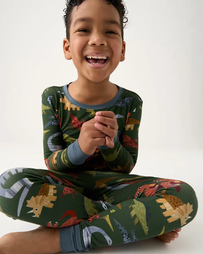 Roar & Explore Green Two-Piece Pajama Set