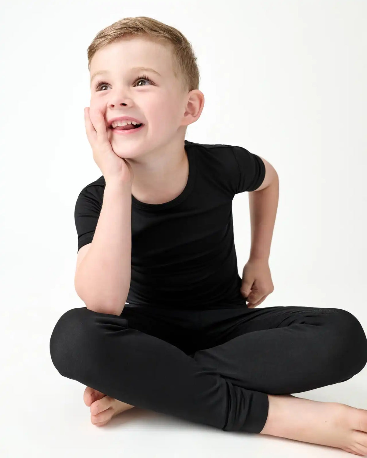 Black Two-Piece Short Sleeve Pajama Set