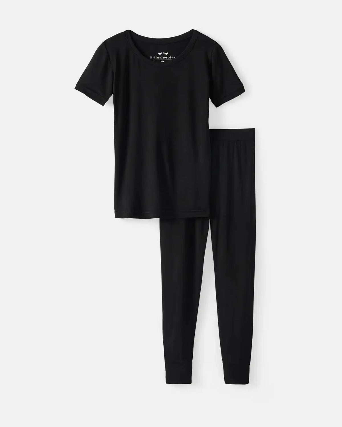 Black Two-Piece Short Sleeve Pajama Set