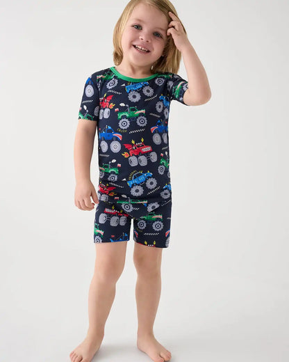Monster Truck Madness Two-Piece Short Sleeve & Shorts Pajama Set