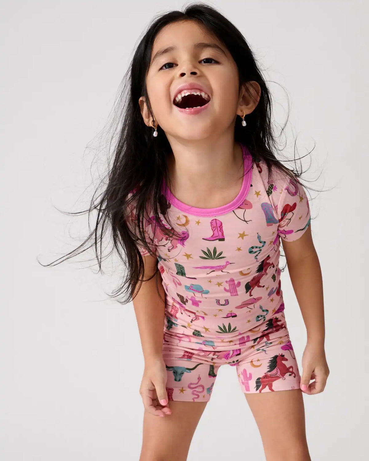 Pink Rancher Roundup Two-Piece Short Sleeve & Shorts Pajama Set