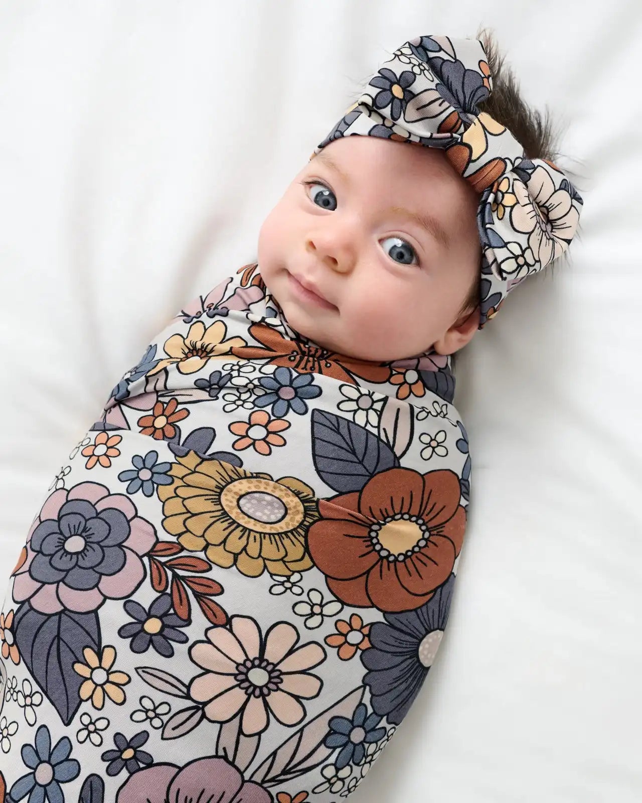Wildwood Floral Swaddle & Luxe Bow Headband Set
