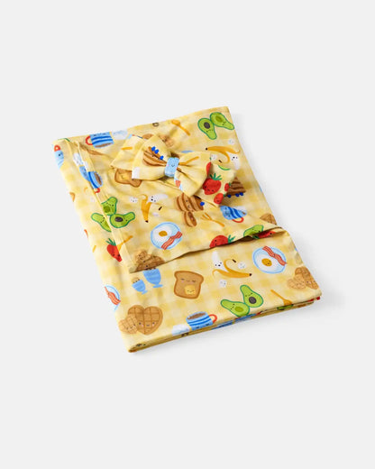 Breakfast Bunch Swaddle & Luxe Bow Headband Set