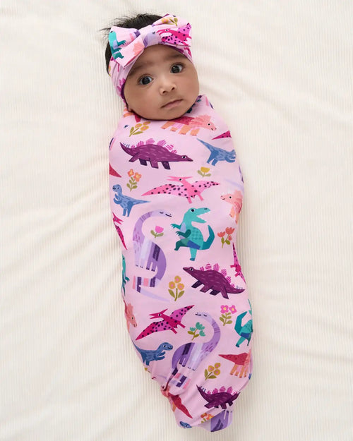 Roar & Explore Pink Swaddle & Luxe Bow Headband Set