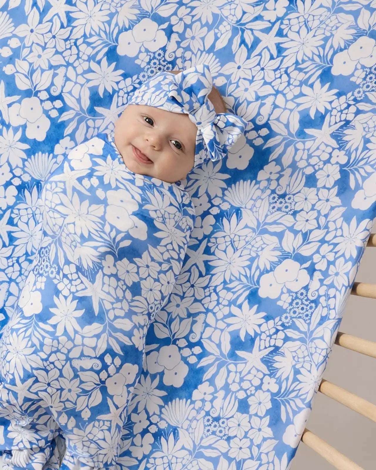 Azure Garden Fitted Crib Sheet