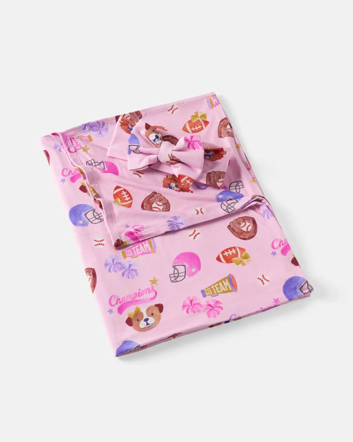 Team Spirit Pink Swaddle & Luxe Bow Headband Set