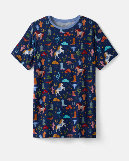 Blue Rancher Roundup Men's Short Sleeve Pajama Top