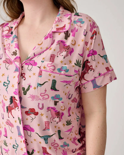 Pink Rancher Roundup Women's Short Sleeve & Shorts Pajama Set