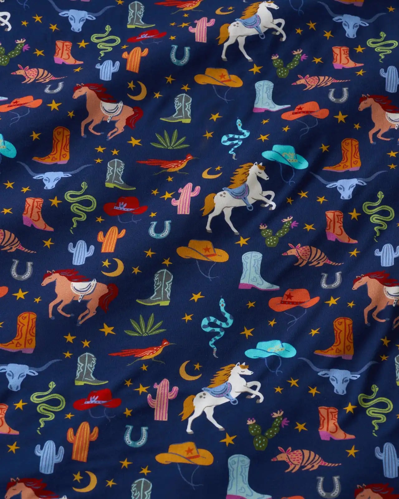 Blue Rancher Roundup Fitted Crib Sheet