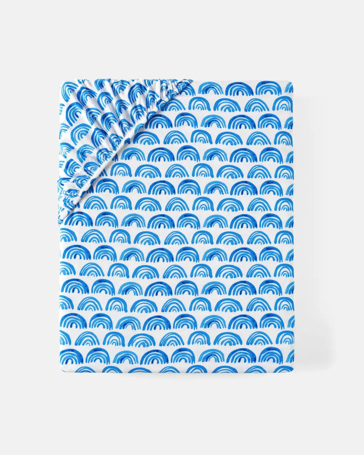 Blue Rainbows Fitted Crib Sheet