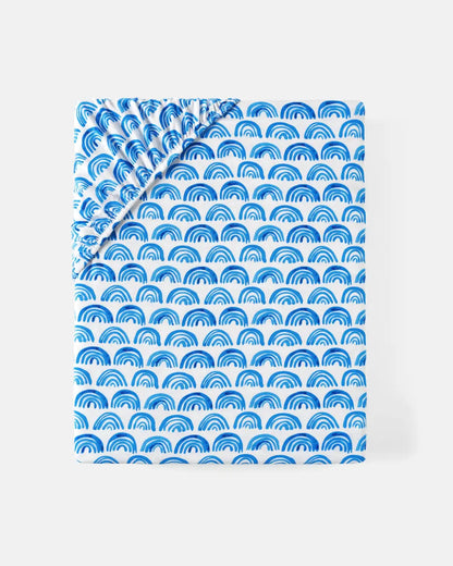 Blue Rainbows Fitted Crib Sheet