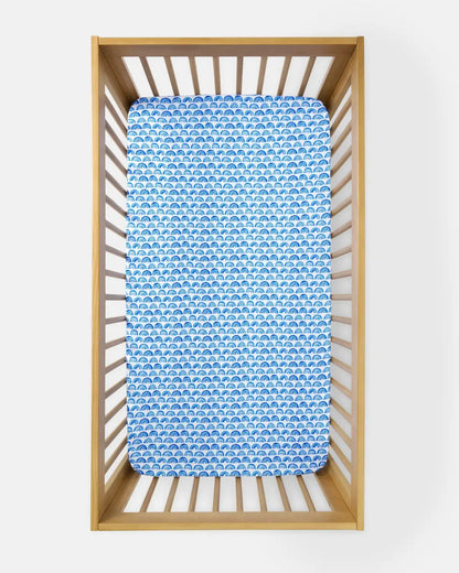 Blue Rainbows Fitted Crib Sheet
