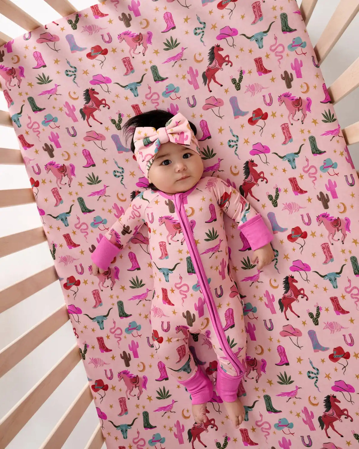 Pink Rancher Roundup Fitted Crib Sheet