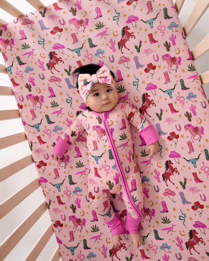 Pink Rancher Roundup Fitted Crib Sheet