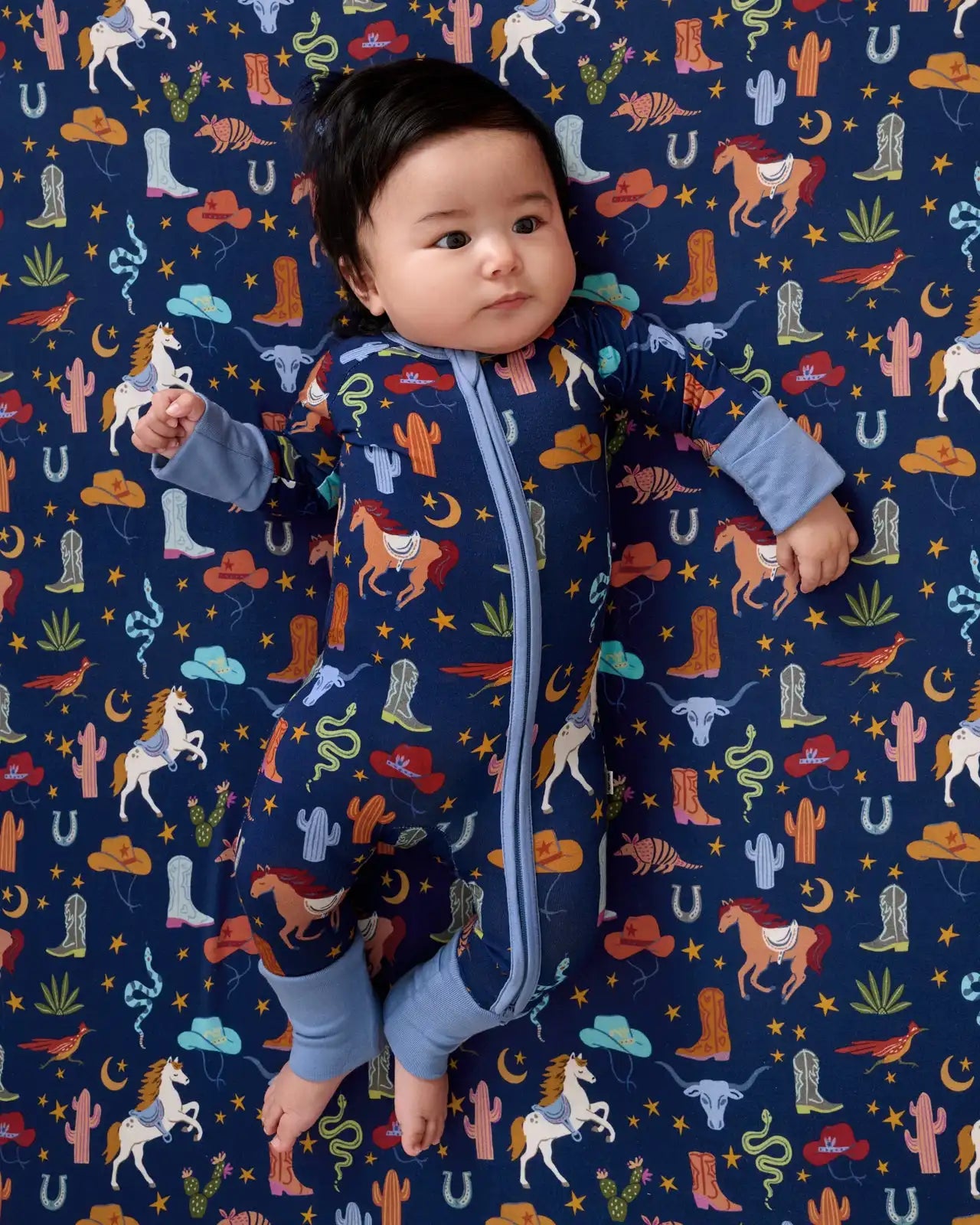 Blue Rancher Roundup Fitted Crib Sheet