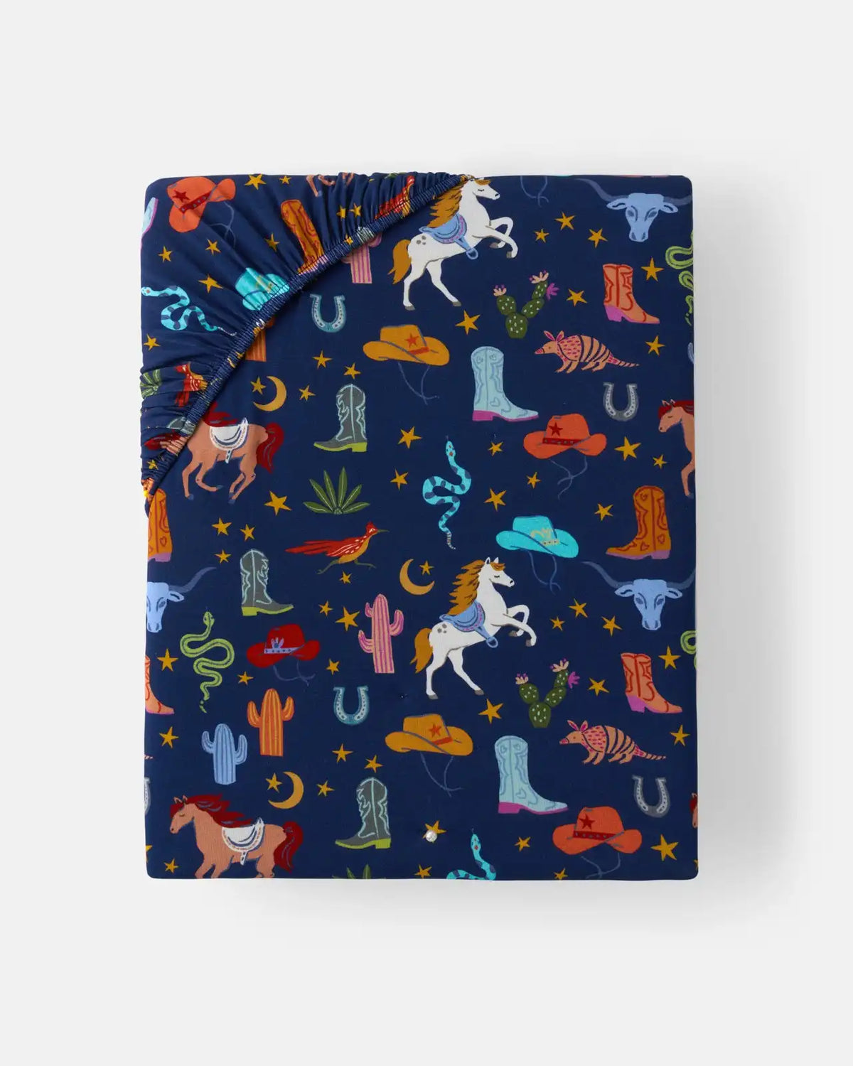 Blue Rancher Roundup Fitted Crib Sheet