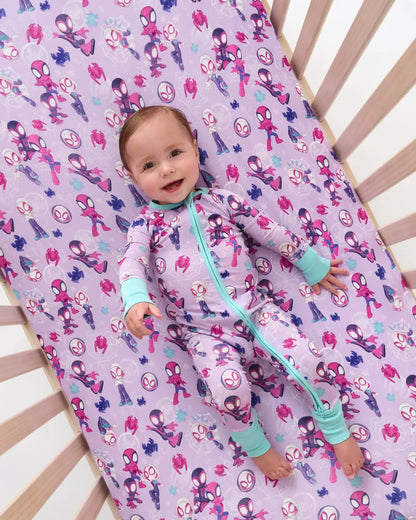 Spidey & His Amazing Friends Purple Tiny Webs Fitted Crib Sheet