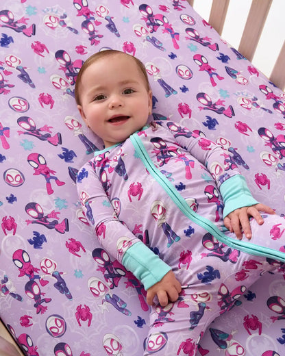 Spidey & His Amazing Friends Purple Tiny Webs Fitted Crib Sheet