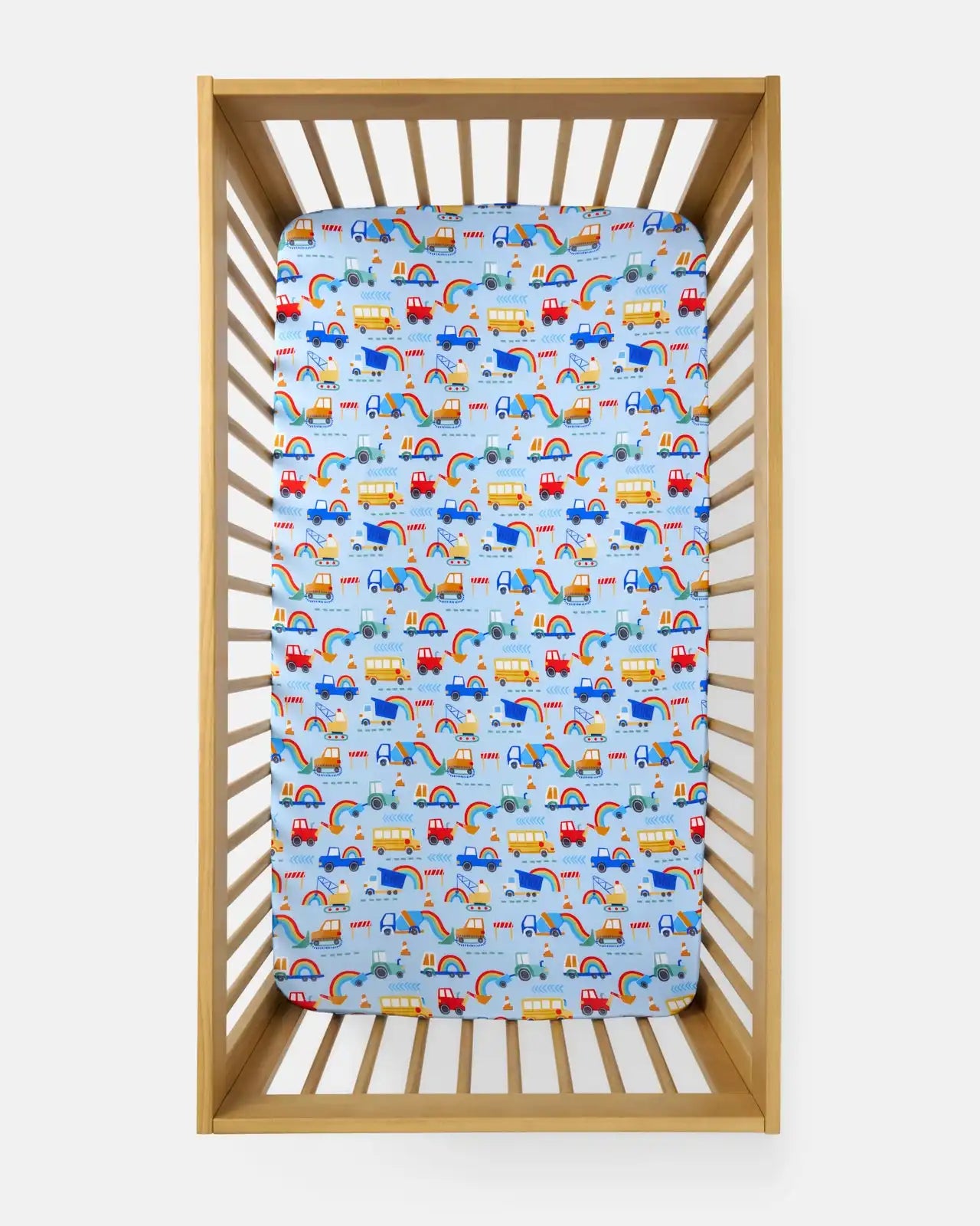 Rainbow Trucks Fitted Crib Sheet