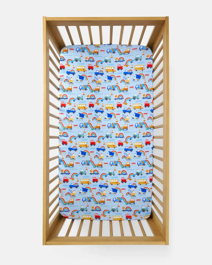 Rainbow Trucks Fitted Crib Sheet