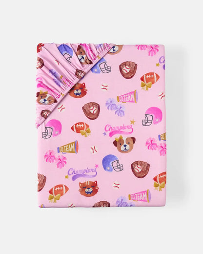 Team Spirit Pink Fitted Crib Sheet