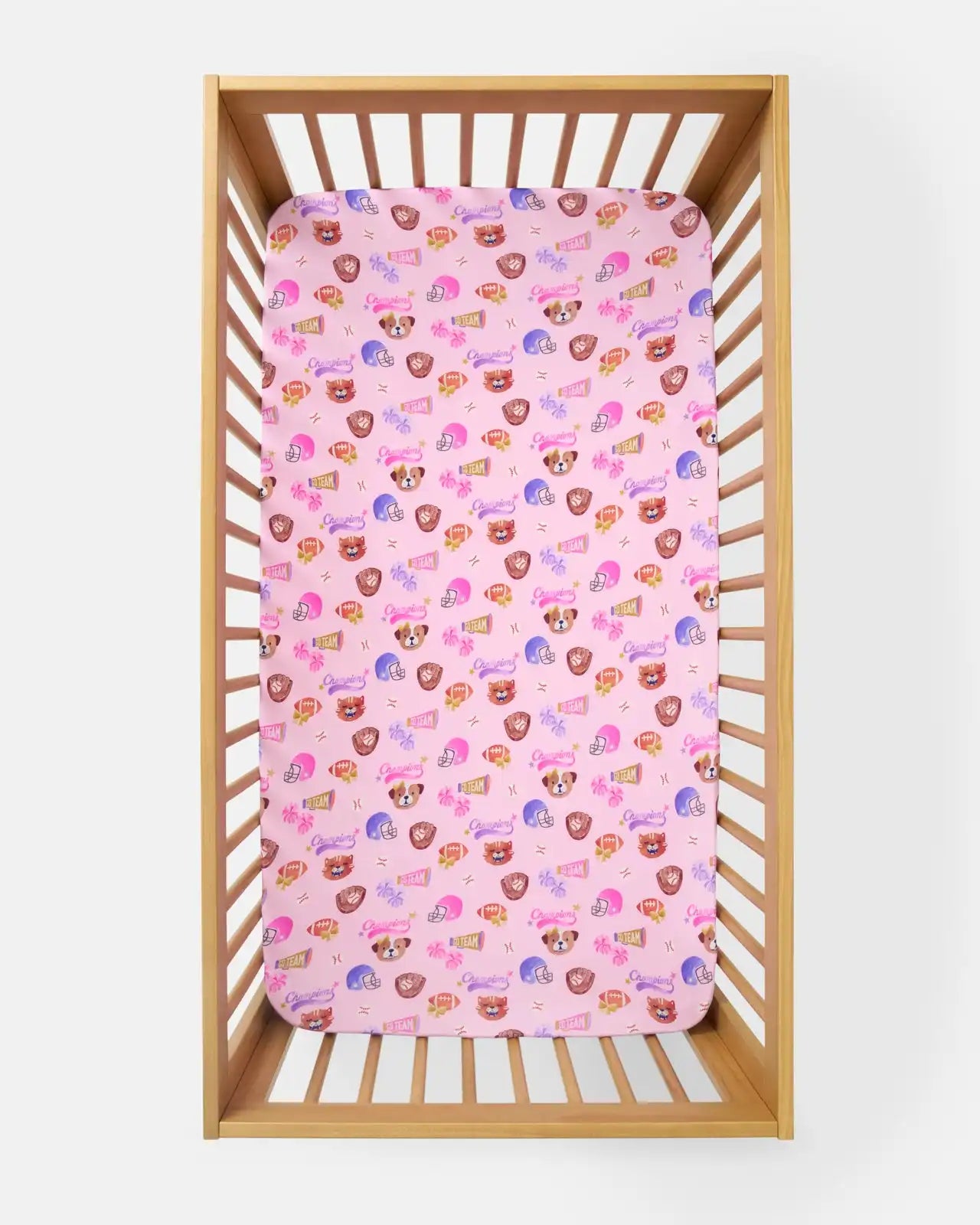 Team Spirit Pink Fitted Crib Sheet