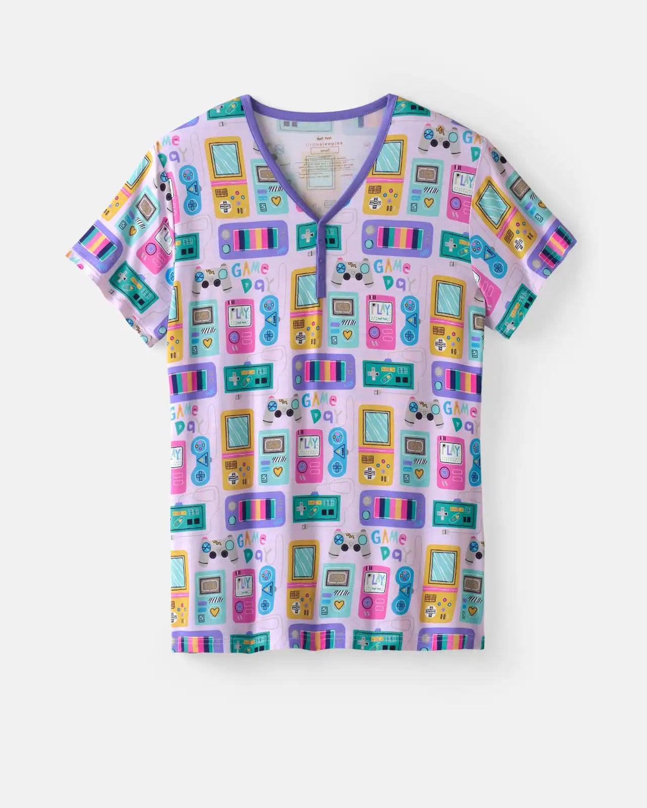 Purple Game On Women's Short Sleeve Pajama Top