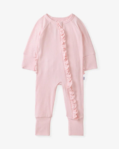 Prima Pink Ribbed Ruffle Zippy