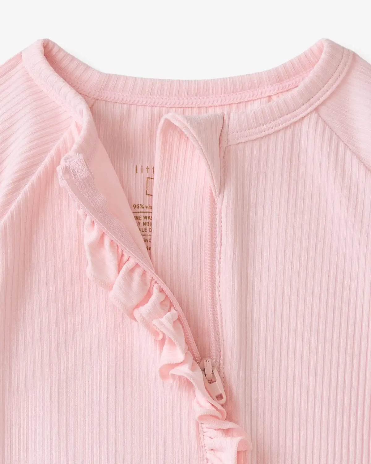 Prima Pink Ribbed Ruffle Zippy