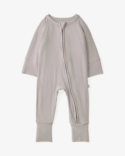 Dove Gray Ribbed Zippy