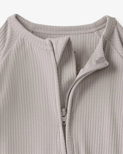 Dove Gray Ribbed Zippy