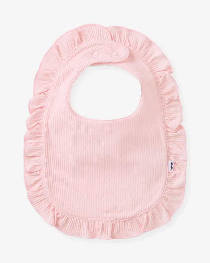 Prima Pink Ribbed Ruffle Bib