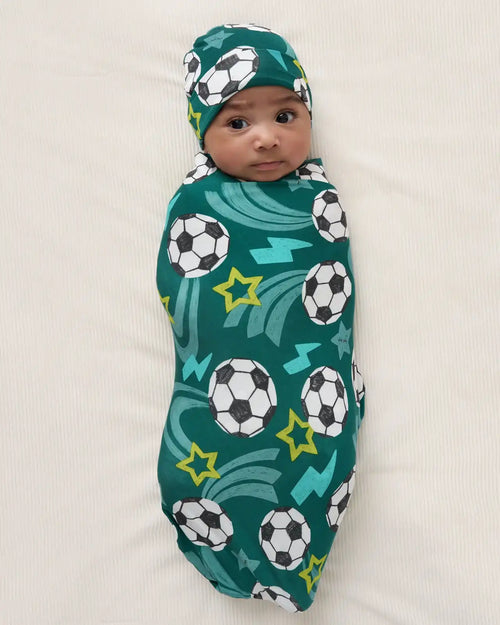 Soccer Stars Swaddle & Beanie Set