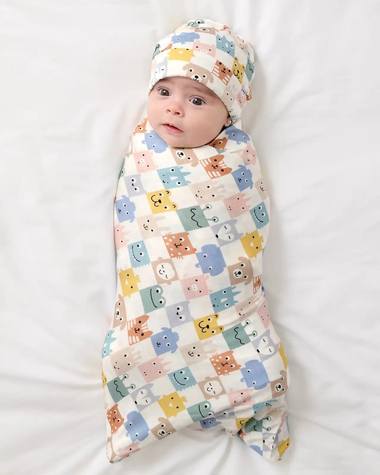Check Mates Swaddle & Beanie Set
