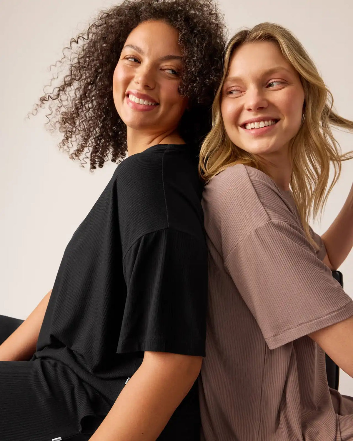 Hazy Brown Women's Ribbed Boxy Tee