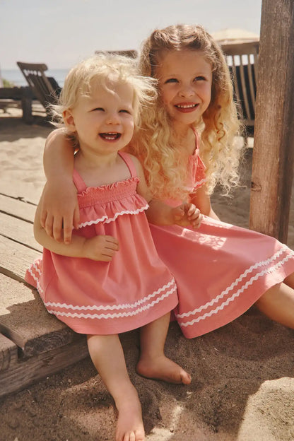 Beach Coral Smocked Top with Bloomer
