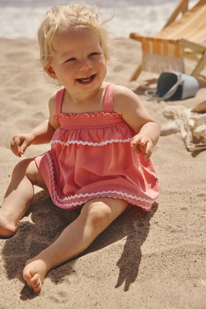 Beach Coral Smocked Top with Bloomer
