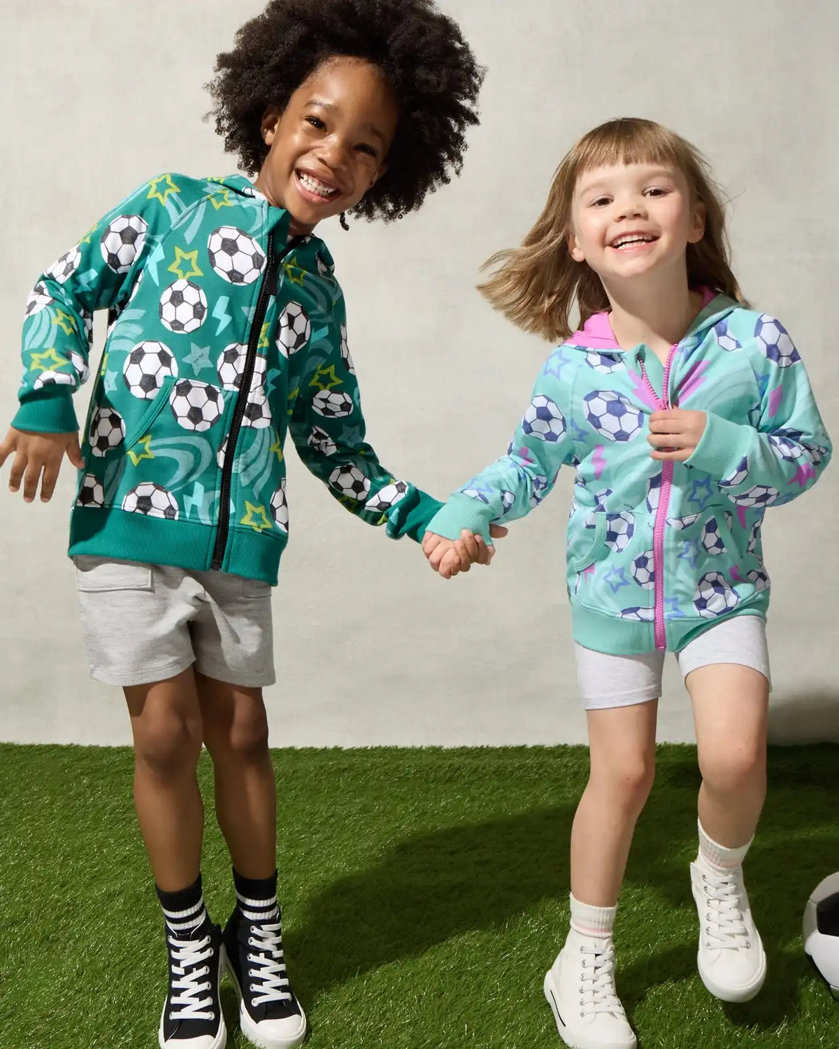Aqua Soccer Stars Zip Hoodie
