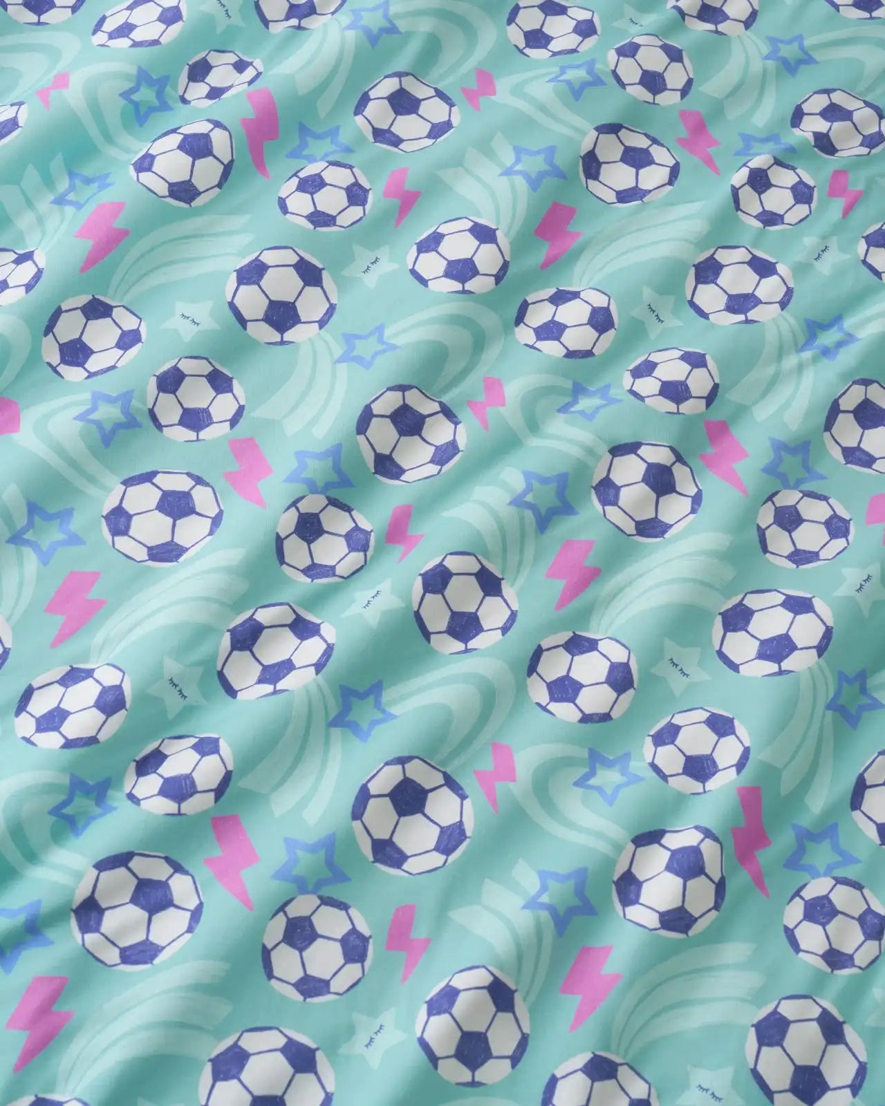 Aqua Soccer Stars Swaddle & Luxe Bow Headband Set