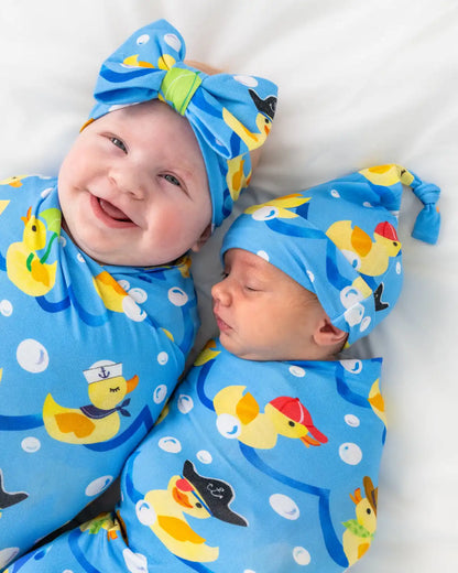 Splish Splash Swaddle & Luxe Bow Headband Set