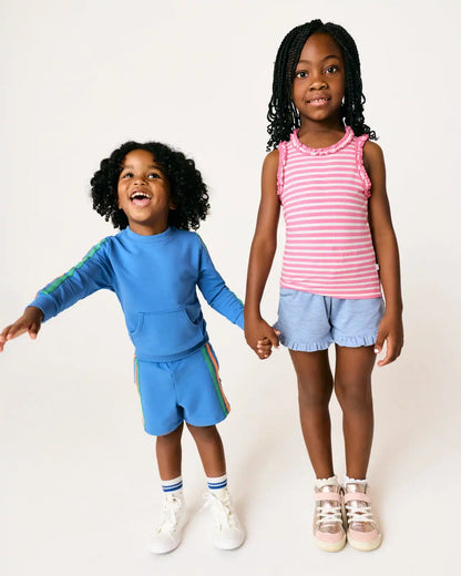 Heather Blue Ruffle Shorts